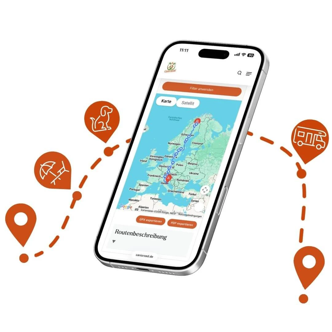 Canis Road Routenplaner auf dem Smartphone
